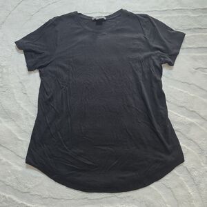 Vince Shirttail Hem Black Shirt Pima Cotton Casual Comfortable Size M